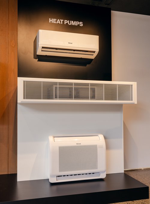 Heat pump systems in Rinnai Showroom at Residium Design + Building Centre